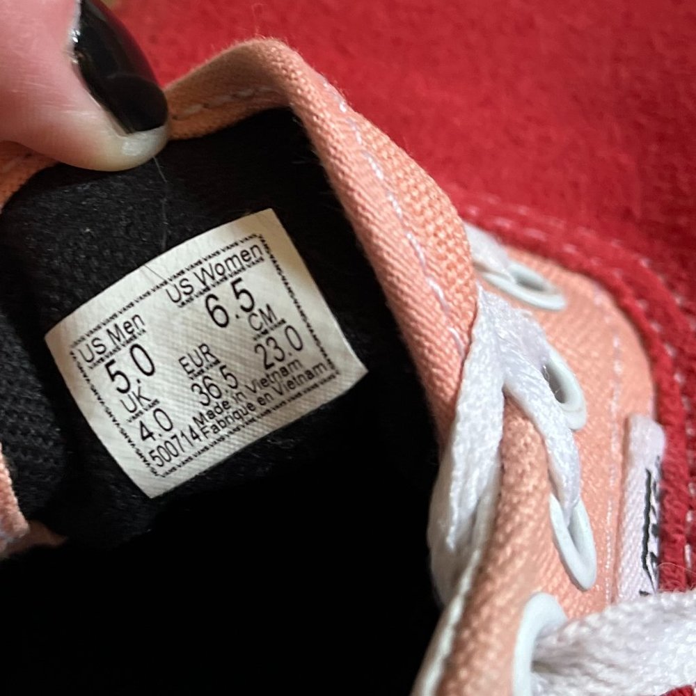 Madewell x Vans | Size 6.5 | Poppy Red Suede & Coral Peach Canvas | Gently Used - Picture 8 of 11